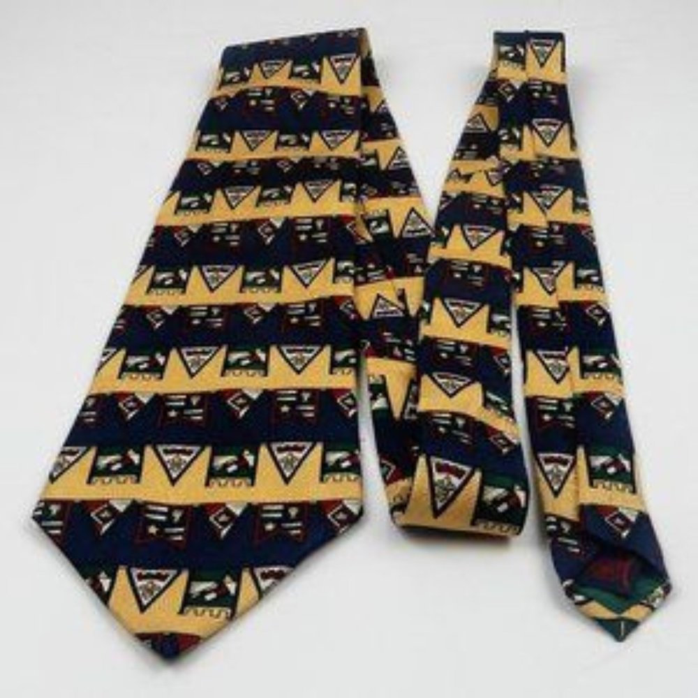 Tommy Hilfiger Men's Necktie Flags Italian Silk